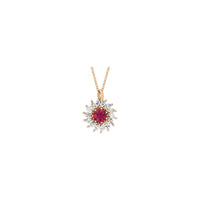 Natural Ruby and Marquise Diamond Halo Necklace
