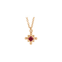 Natural Ruby Beaded Bezel Set Necklace (14K)