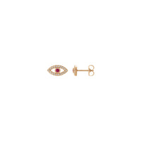 Ruby and White Diamond Evil Eye Stud Earrings