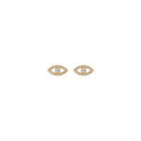 White Sapphire Evil Eye Stud Earrings (Rose 14K) front - Popular Jewelry - New York