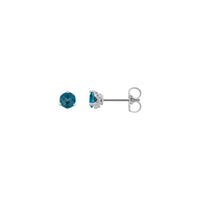 4 mm Round Natural London Blue Topaz Stud Earrings