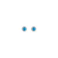 Swiss Blue Topaz Diamond Halo Stud Earrings
