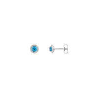 Swiss Blue Topaz Diamond Halo Stud Earrings