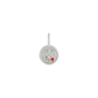 Mexican Fire Opal and White Diamond Taurus Medallion Pendant (White 14K) front - Popular Jewelry - New York