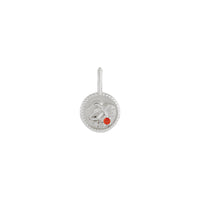 Mexican Fire Opal and White Diamond Taurus Medallion Pendant (White 14K) front - Popular Jewelry - New York