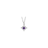 Natural Amethyst Beaded Bezel Set Necklace (White 14K) front - Popular Jewelry - New York