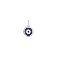 Natural Diamond Framed Round Evil Eye Pendant (White 14K) front - Popular Jewelry - New York