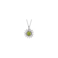 Natural Peridot and Marquise Diamond Halo Necklace