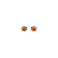 Natural Round Citrine Bezel Stud Earrings