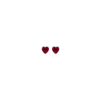 Red Cubic Zirconia Heart 3-Prong Stud Earrings