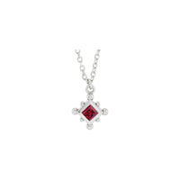 Natural Ruby Beaded Bezel Set Necklace (14K)