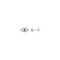 Ruby and White Diamond Evil Eye Stud Earrings