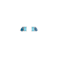 Sky Blue Topaz & Natural London Blue Topaz Two-Stone Stud Earrings