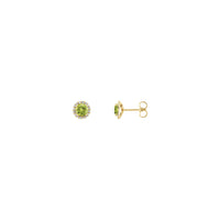 3.5 mm Round Peridot and Diamond Halo Stud Earrings