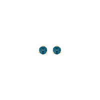 4 mm Round Natural London Blue Topaz Stud Earrings