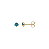 4 mm Round Natural London Blue Topaz Stud Earrings