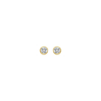 4 mm Round White Diamond Bezel Earrings (14K) front - Popular Jewelry - New York