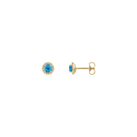 Swiss Blue Topaz Diamond Halo Stud Earrings