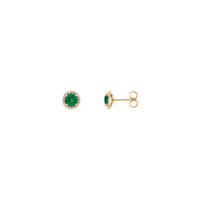 5 mm Round Emerald and Diamond Halo Stud Earrings (14K) main - Popular Jewelry - New York