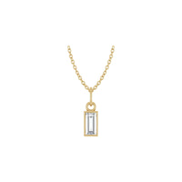 Baguette Diamond Rectangle Bezel Necklace (14K) front - Popular Jewelry - New York