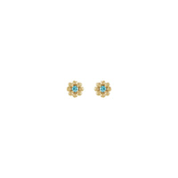 Blue Zircon Petite Flower Stud Earrings