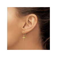 Cross Dangling Earrings (14K)