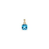 Cushion Swiss Blue Topaz Diamond Pendant (14K)