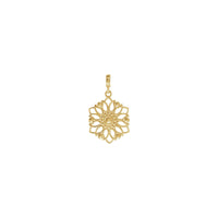 Front view of a 14K yellow gold Decorative Flower Outline Pendant