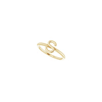 Initial S Ring (14K) diagonal - Popular Jewelry - New York