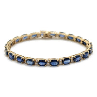 Large Oval Blue Sapphire and Diamond Eternity Bracelet (14K).