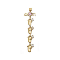 Mom's Babies Steps Pink CZ Pendant (14K)