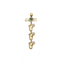 Mom's Babies Steps Green CZ Pendant (14K)