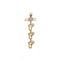 Mom's Babies Steps Pink CZ Pendant (14K)