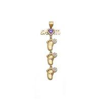 Mom's Babies Steps Purple CZ Pendant (14K)