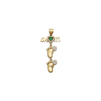 Mom's Babies Steps Green CZ Pendant (14K)