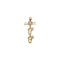 Mom's Babies Steps Pink CZ Pendant (14K)