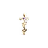 Mom's Babies Steps Purple CZ Pendant (14K)