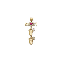 Mom's Babies Steps Red CZ Pendant (14K)