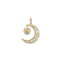 Moon with Dangling Mini Sun Pendant (14K)