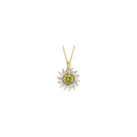 Natural Peridot and Marquise Diamond Halo Necklace