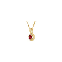 Natural Round Ruby and Diamond Halo Necklace