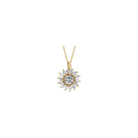 Natural White Sapphire and Marquise Diamond Halo Necklace (14K) front - Popular Jewelry - New York