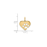 Paw Print Cutout Heart Pendant (14K)