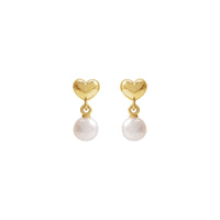 Pearl Dangle Heart Earrings
