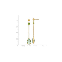 Peridot and Green Quartz Dangle Drop Earrings (14K)
