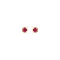 Round Ruby Beaded Cushion Setting Earrings