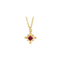 Natural Ruby Beaded Bezel Set Necklace (14K)