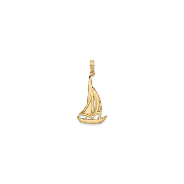 Front view of a 14K yellow gold Sailboat Pendant