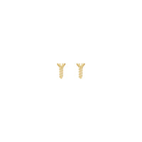Front view of a pair of 14k yellow gold Screw Profile Stud Earrings
