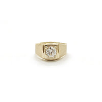 Solitaire Round Diamond Square Signet Ring (14K)